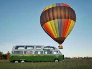 custom vw bus and hot air balloon